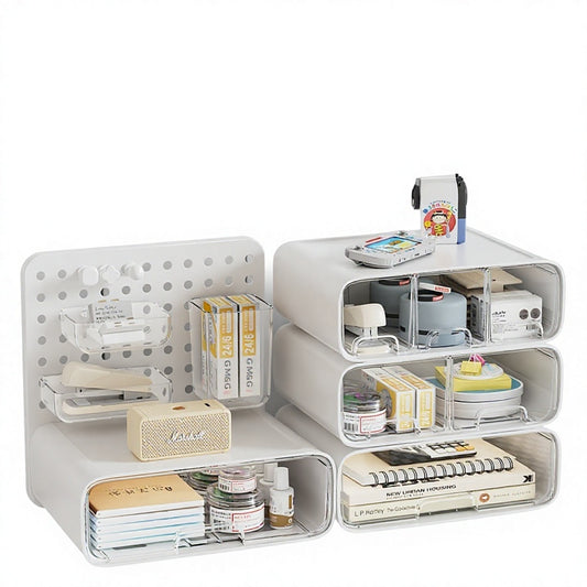 Plastic Desktop Storage Box Drawer Style Office Desk Study Table